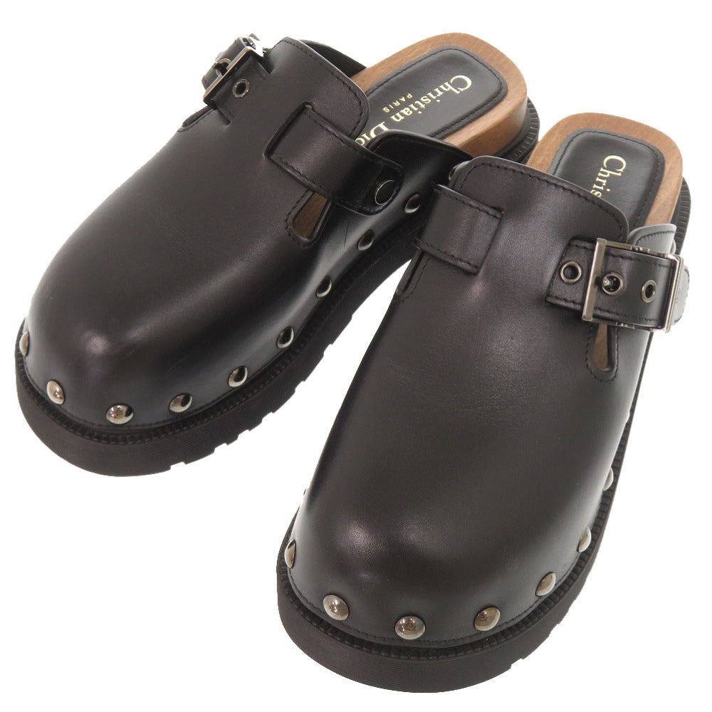 美品 クリスチャンディオール クエイク サイズ36 レザー ブラック クロッグ サボ サンダル 黒 0625【中古】Christian Dior