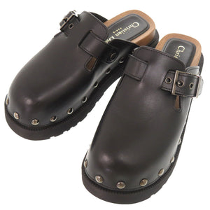 美品 クリスチャンディオール クエイク サイズ36 レザー ブラック クロッグ サボ サンダル 黒 0625【中古】Christian Dior