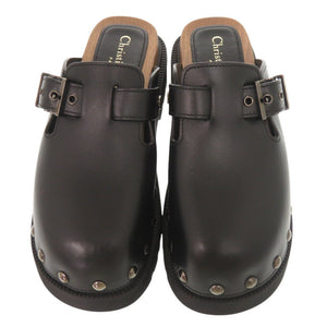 美品 クリスチャンディオール クエイク サイズ36 レザー ブラック クロッグ サボ サンダル 黒 0625【中古】Christian Dior