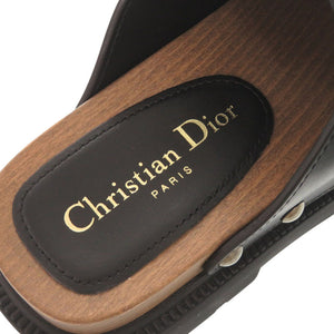 美品 クリスチャンディオール クエイク サイズ36 レザー ブラック クロッグ サボ サンダル 黒 0625【中古】Christian Dior