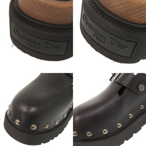 美品 クリスチャンディオール クエイク サイズ36 レザー ブラック クロッグ サボ サンダル 黒 0625【中古】Christian Dior