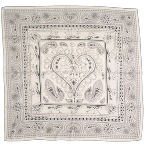 未使用品 エルメス カレ140 シュヴァルドゥクール カシシル140 バンダナ 野村大輔 カシミヤ シルク ホワイト スカーフ 0626【中古】HERMES