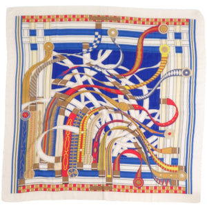 エルメス カレ140 カレジェアン ヴォルトエピルエット カシミヤ シルク ホワイト スカーフ 0628【中古】HERMES