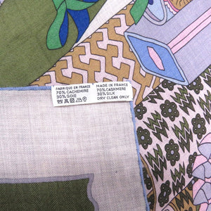 新品同様 エルメス カレ140 カレジェアン Les Tresors d'un Artiste ある画家の宝物 カシミヤ シルク ネイビー スカーフ 0629【中古】HERMES