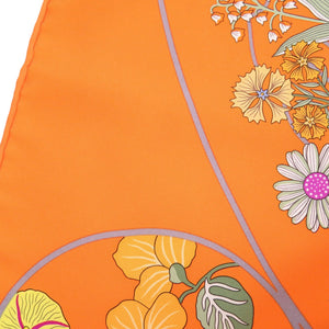 美品 エルメス カレ90 Planifleurs プラニフルール シルク オレンジ スカーフ 0639【中古】HERMES