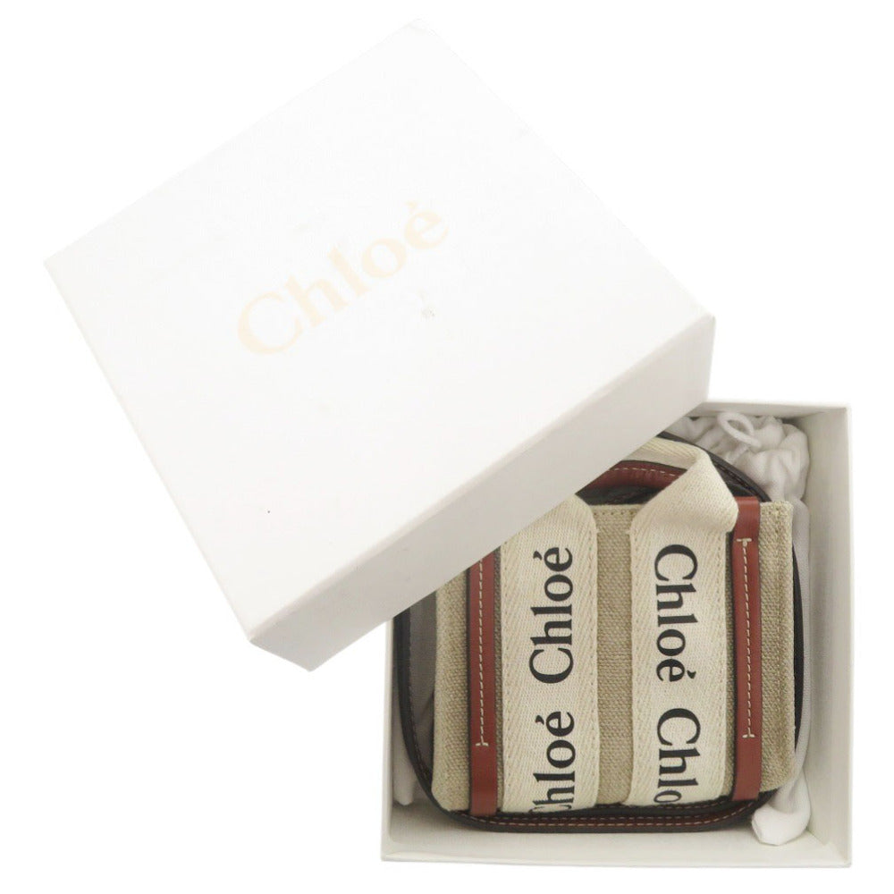 美品 クロエ 2WAY ウッディ ナノ トート CHC22AP235I26 レザー/リネンキャンバス ベージュ ショルダーバッグ 0690【中古】Chloe