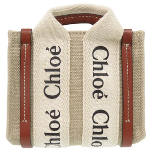 美品 クロエ 2WAY ウッディ ナノ トート CHC22AP235I26 レザー/リネンキャンバス ベージュ ショルダーバッグ 0690【中古】Chloe