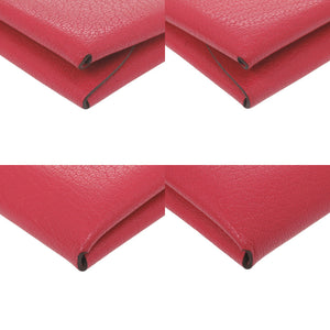 美品 エルメス カルヴィデュオ シェブルミゾル ローズエクストリーム シルバー金具 U刻印(2022年製) コインケース 財布 赤 0697【中古】HERMES