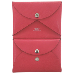 美品 エルメス カルヴィデュオ シェブルミゾル ローズエクストリーム シルバー金具 U刻印(2022年製) コインケース 財布 赤 0697【中古】HERMES