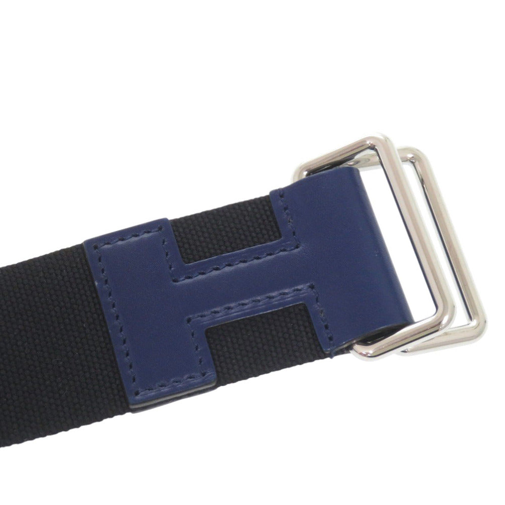 美品 エルメス ノマド 40 ベルト キャンバス レザー ブラック ブルー U刻印(2022年製) 黒 0707【中古】HERMES
