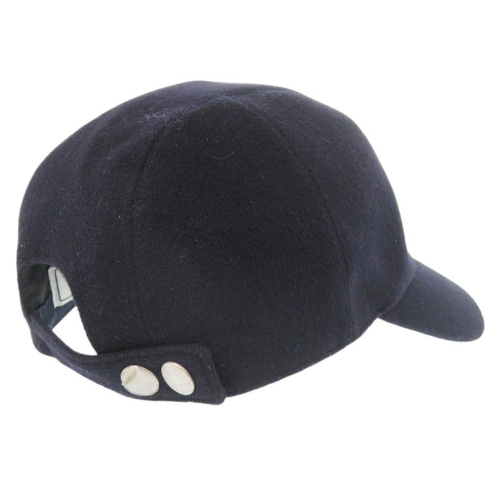 美品 エルメス カシミヤ/アセテート ネイビー キャップ 帽子 0708【中古】HERMES メンズ