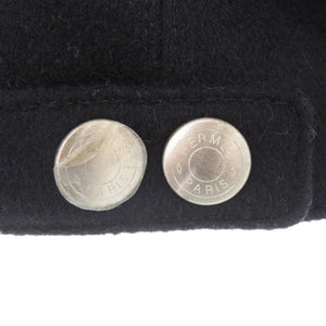 美品 エルメス カシミヤ/アセテート ネイビー キャップ 帽子 0708【中古】HERMES メンズ