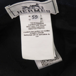 美品 エルメス カシミヤ/アセテート ネイビー キャップ 帽子 0708【中古】HERMES メンズ