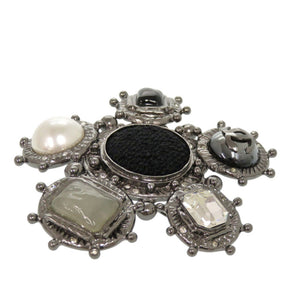 美品 シャネル ココマーク 05A メタル ブラック シルバー ブローチ 0722【中古】CHANEL