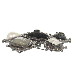 美品 シャネル ココマーク 05A メタル ブラック シルバー ブローチ 0722【中古】CHANEL