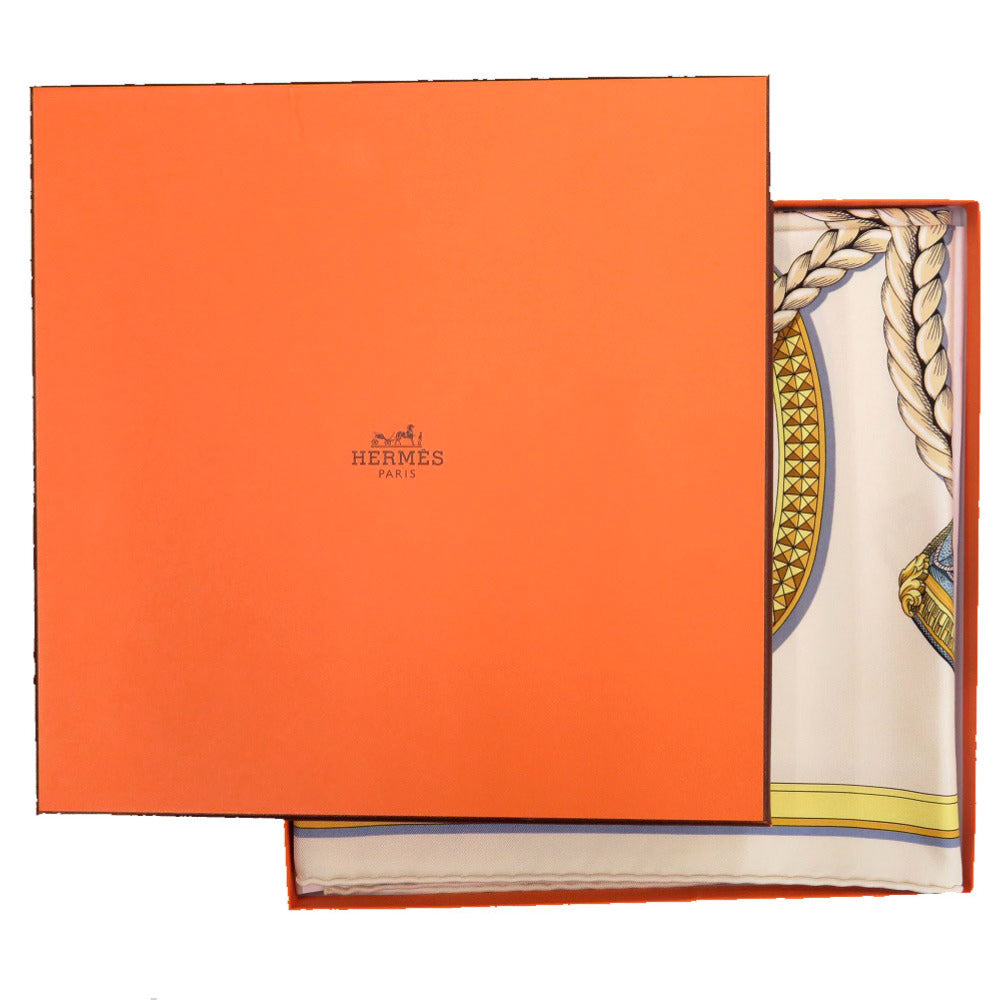 未使用品 エルメス カレ90 グラン アパラ GRAND APPARAT シルク クリーム ゴールド ベージュ スカーフ 0724【中古】HERMES