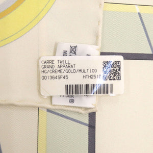 未使用品 エルメス カレ90 グラン アパラ GRAND APPARAT シルク クリーム ゴールド ベージュ スカーフ 0724【中古】HERMES