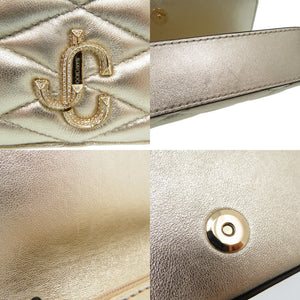 美品 ジミーチュウ JCバー キルティング チェーンウォレット 長財布 レザー ベージュ 0727【中古】JIMMY CHOO