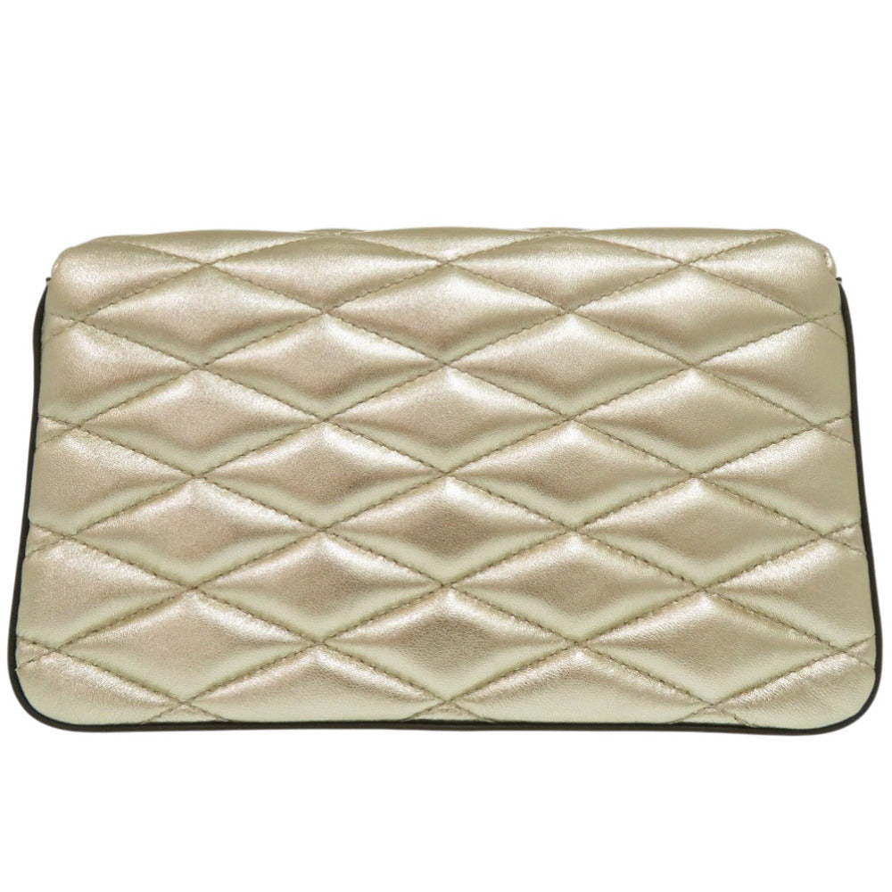 美品 ジミーチュウ JCバー キルティング チェーンウォレット 長財布 レザー ベージュ 0727【中古】JIMMY CHOO