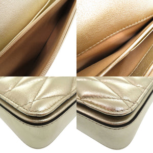 美品 ジミーチュウ JCバー キルティング チェーンウォレット 長財布 レザー ベージュ 0727【中古】JIMMY CHOO
