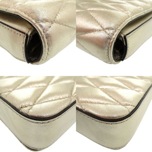 美品 ジミーチュウ JCバー キルティング チェーンウォレット 長財布 レザー ベージュ 0727【中古】JIMMY CHOO