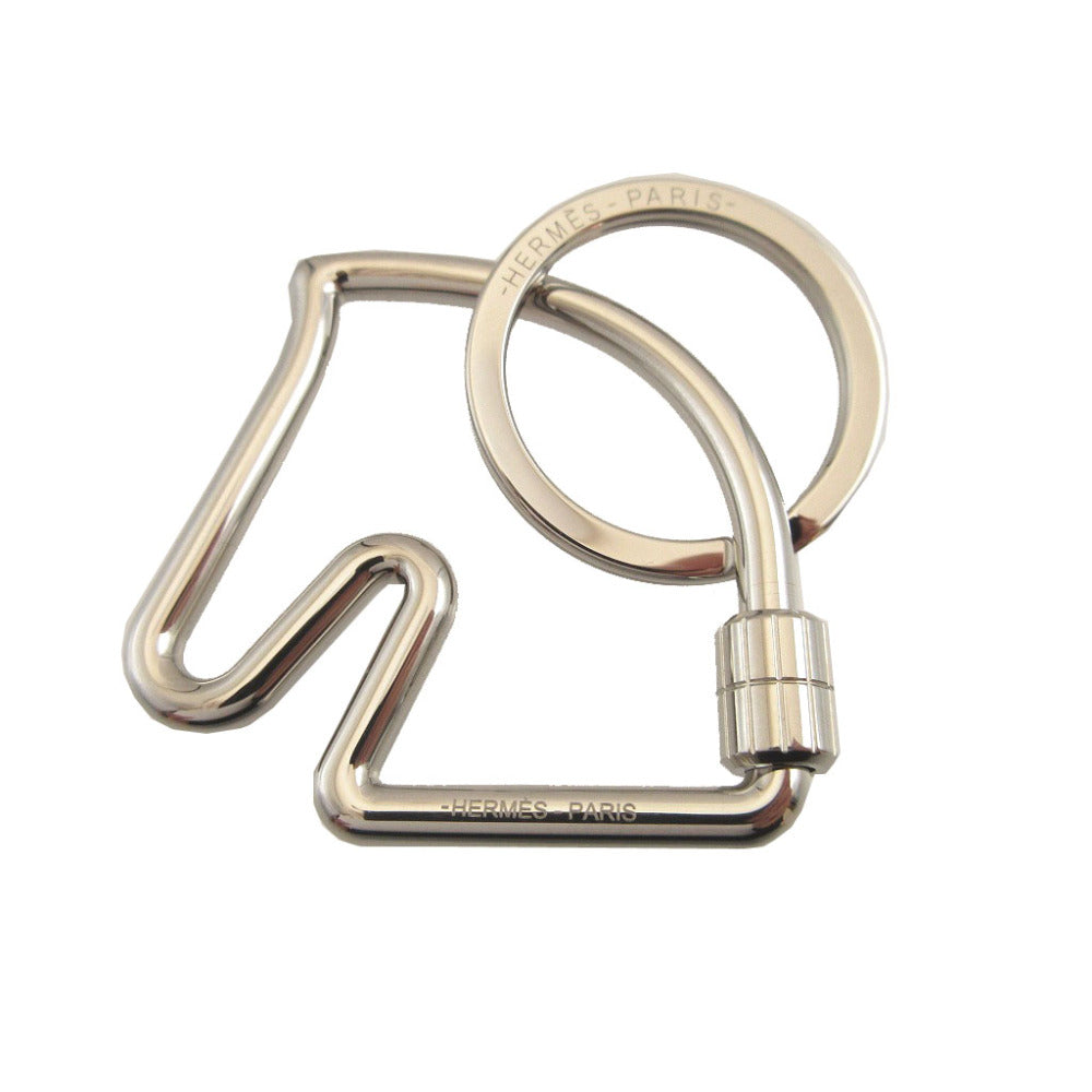 未使用 エルメス シュヴァル 馬 ホース メタル シルバー キーリング キーホルダー 0728【中古】HERMES