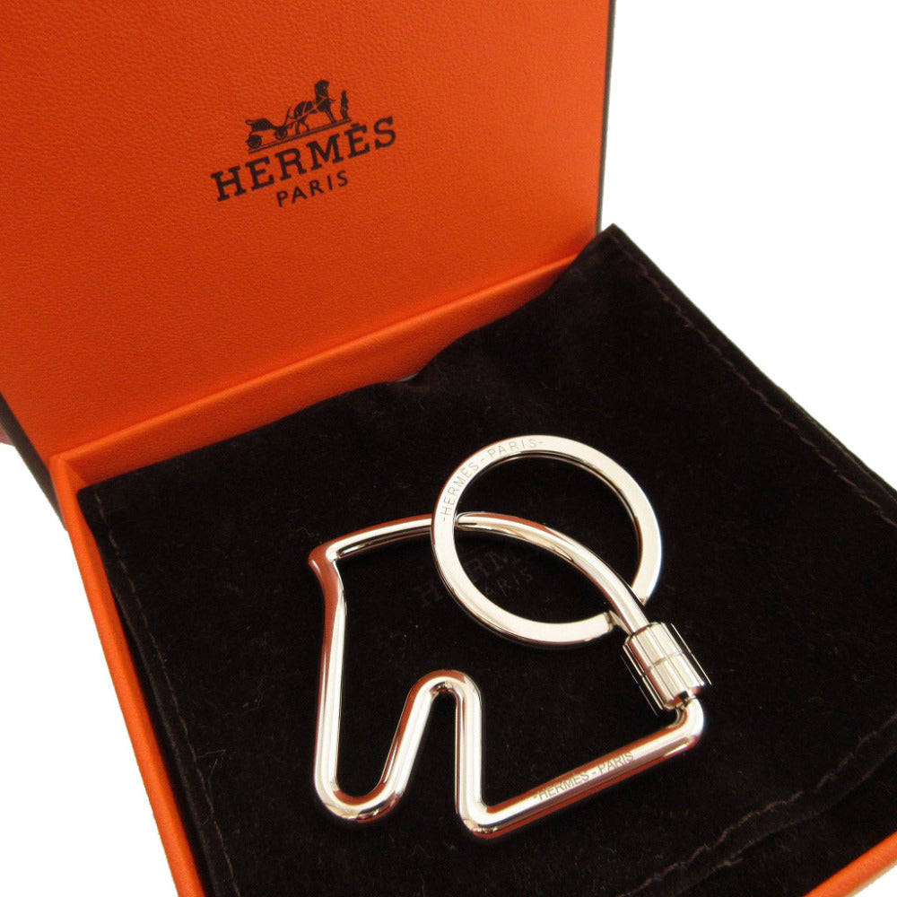 未使用 エルメス シュヴァル 馬 ホース メタル シルバー キーリング キーホルダー 0728【中古】HERMES