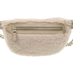 新品同様 マックスマーラ テディベア レザー/ボア ベージュ ウエストバッグ 0732【中古】MAX MARA