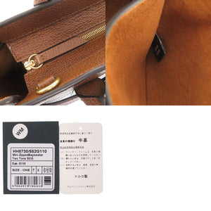 新品同様 マルベリー ミニ ジップド ベイズウォーター HH8730 レザー ブラウン ハンドバッグ 茶 0733【中古】MULBERRY