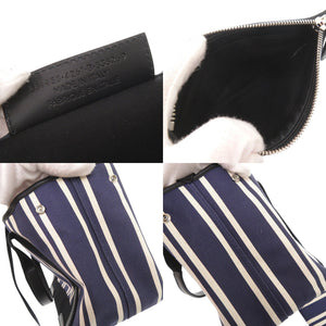 美品 バレンシアガ ネイビーカバス キャンバス レザー ネイビー トートバッグ ハンドバッグ 0737【中古】BALENCIAGA