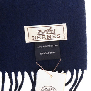 未使用品 エルメス レクトヴェルソ H393800T 01 カシミヤ マリン 紺 マフラー 0738【中古】HERMES