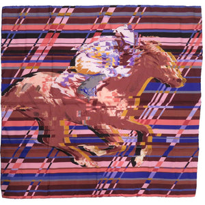 新品同様 エルメス カレ90 フォトフィニッシュ PHOTO FINISH シルク ブラウン パープル ピンク スカーフ 0739【中古】HERMES