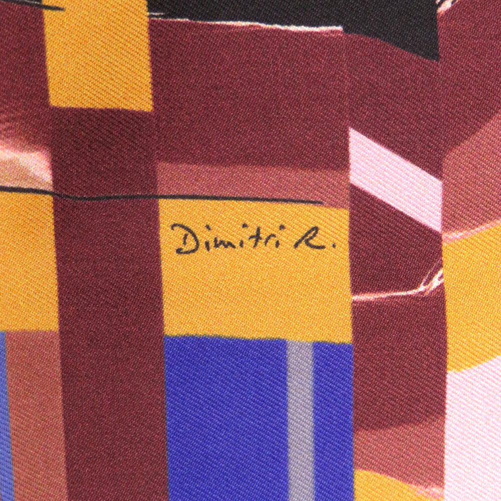 新品同様 エルメス カレ90 フォトフィニッシュ PHOTO FINISH シルク ブラウン パープル ピンク スカーフ 0739【中古】HERMES