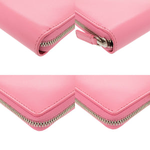 美品 バレンシアガ エッセンシャル コンチネンタル ウォレット 664041 レザー ピンク 長財布 0743【中古】BALENCIAGA