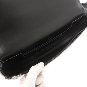 美品 バーバリー ホースフェリープリント キャンバス レザー ブラック ウエストバッグ ボディバッグ 黒 0753【中古】BURBERRY