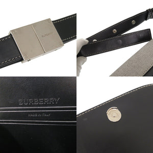 美品 バーバリー ホースフェリープリント キャンバス レザー ブラック ウエストバッグ ボディバッグ 黒 0753【中古】BURBERRY