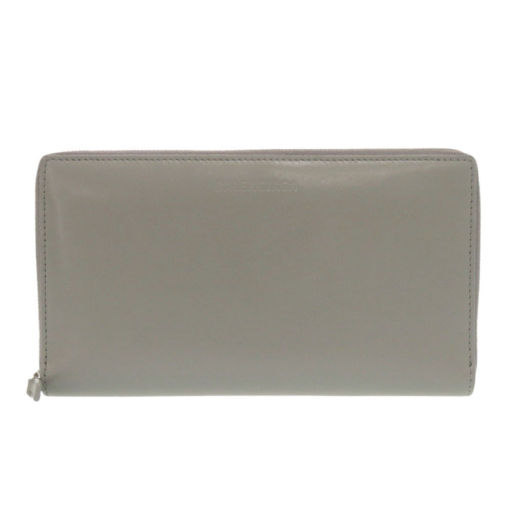 バレンシアガ エッセンシャル コンチネンタル ウォレット 664041 レザー グレー 長財布 0759【中古】BALENCIAGA