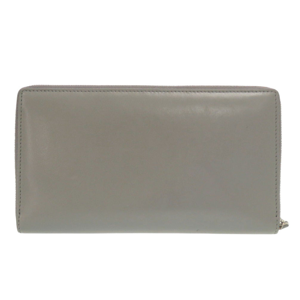 バレンシアガ エッセンシャル コンチネンタル ウォレット 664041 レザー グレー 長財布 0759【中古】BALENCIAGA