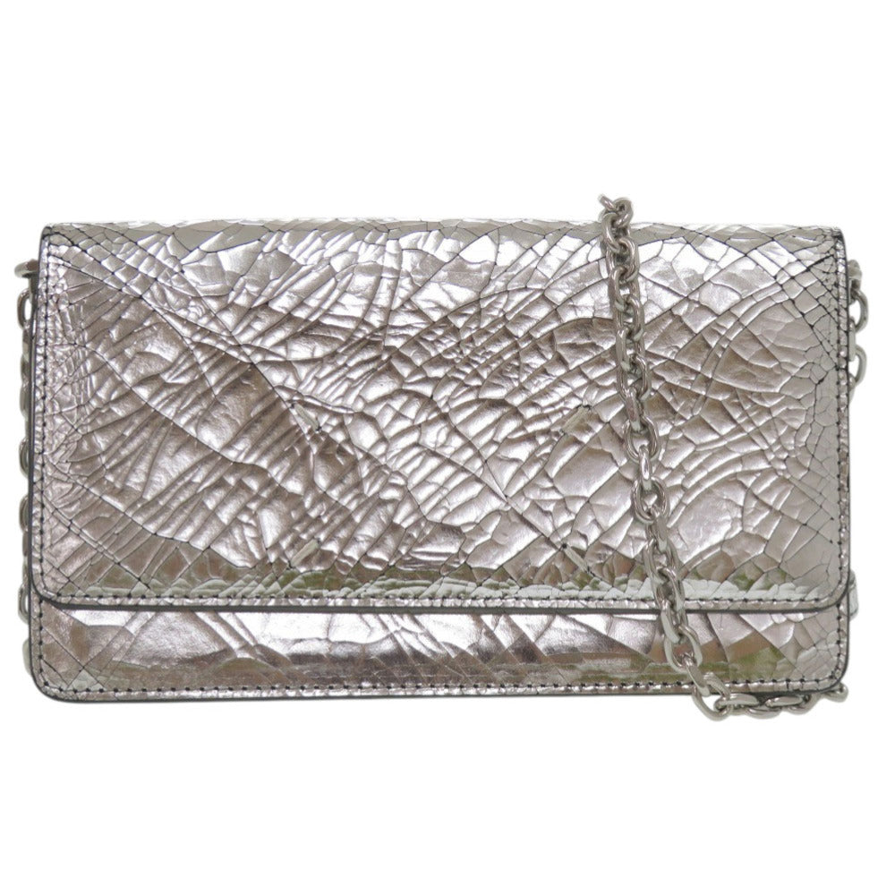 美品 メゾン マルジェラ ブロークンミラー チェーンウォレット SA3UI0018 シルバー金具 レザー シルバー ショルダーバッグ 0760【中古】Maison Margiela