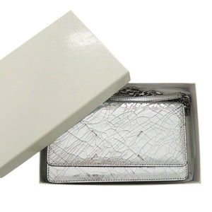 美品 メゾン マルジェラ ブロークンミラー チェーンウォレット SA3UI0018 シルバー金具 レザー シルバー ショルダーバッグ 0760【中古】Maison Margiela