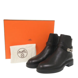 美品 エルメス Veo ヴェオ H212111Z アンクルブーツ サイズ39 レザー ブラック ブーツ 黒 0763【中古】HERMES