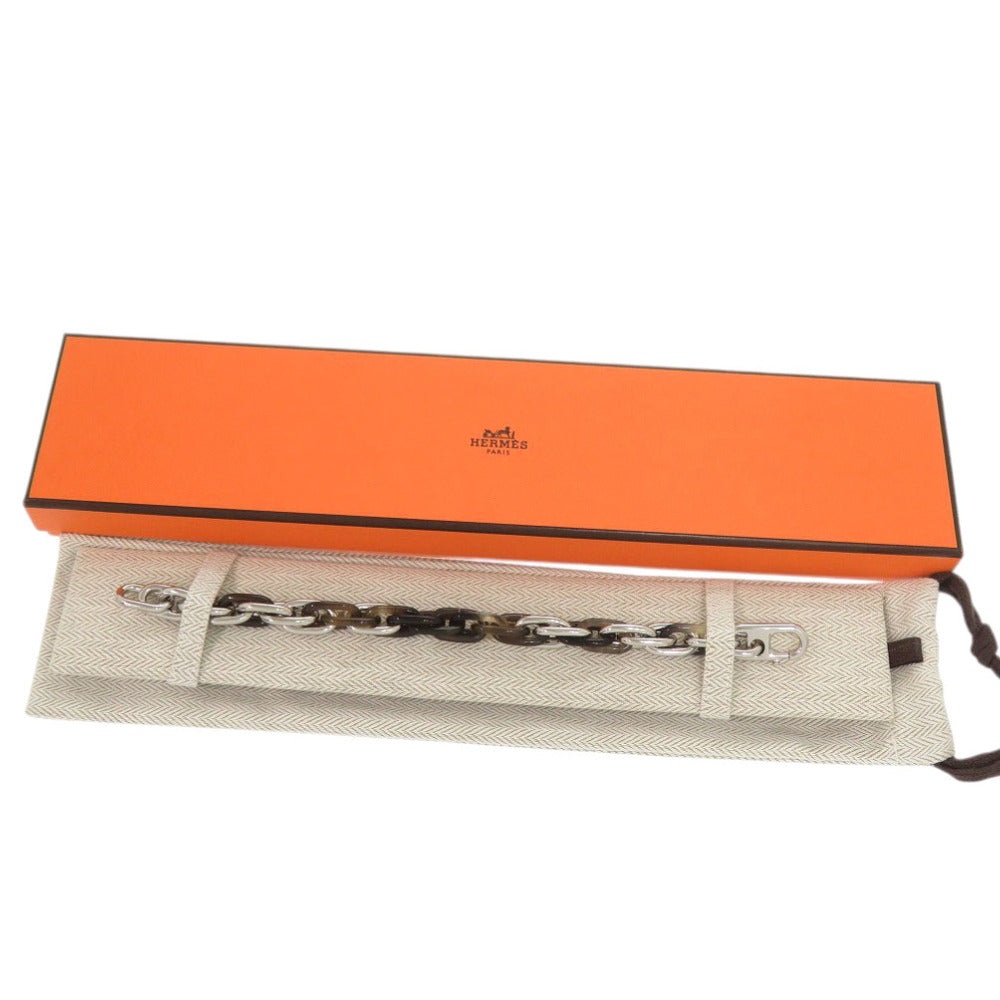 新品同様 エルメス アマラージュ ブレスレット バッファローホーン メタル ブラウン シルバー 0767【中古】HERMES