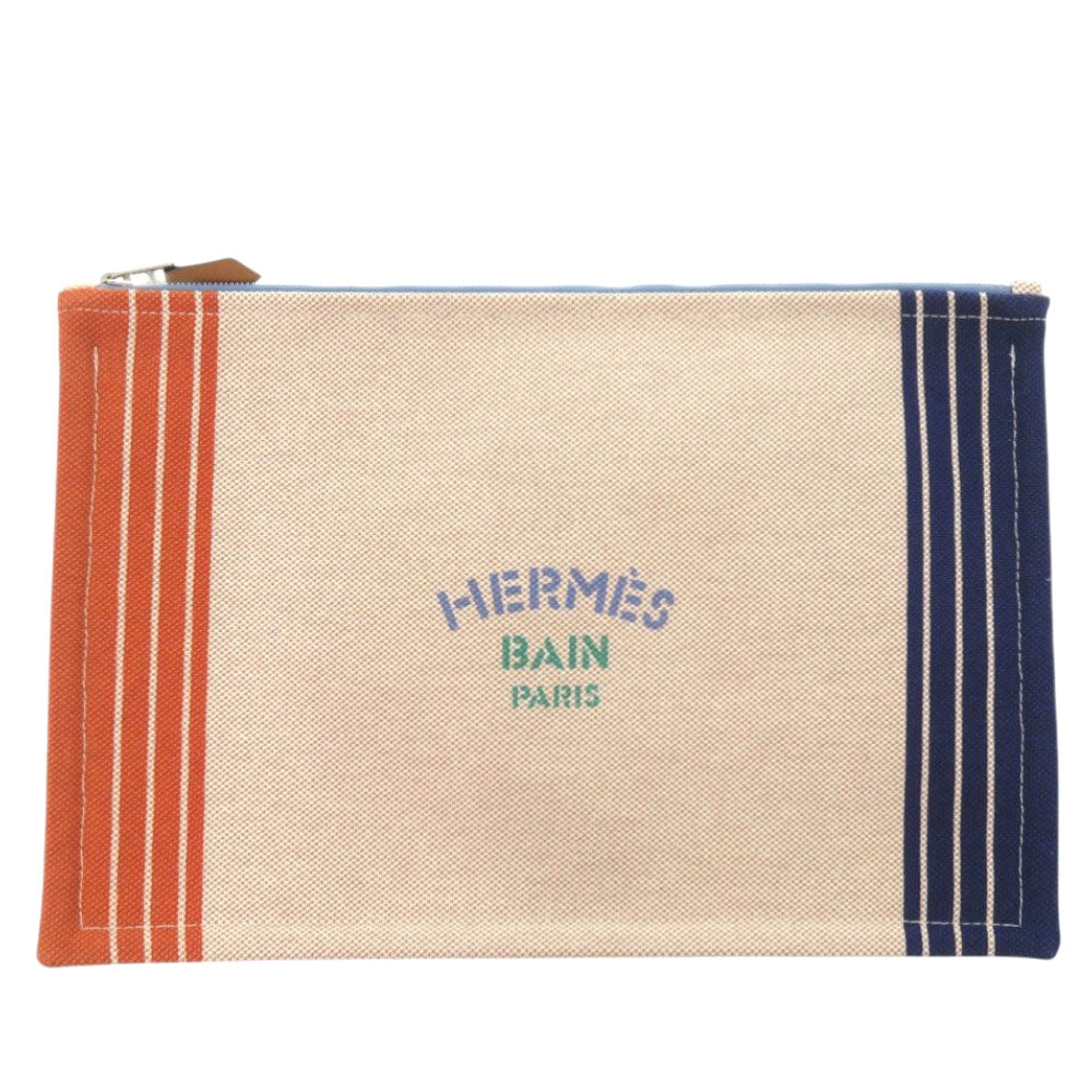 未使用 エルメス ネオバン マイヨン マラン MM コットン マリンブリック アクア ポーチ 0769【中古】HERMES