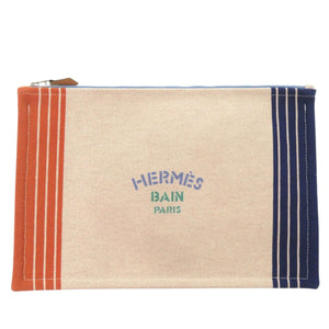 未使用 エルメス ネオバン マイヨン マラン MM コットン マリンブリック アクア ポーチ 0769【中古】HERMES