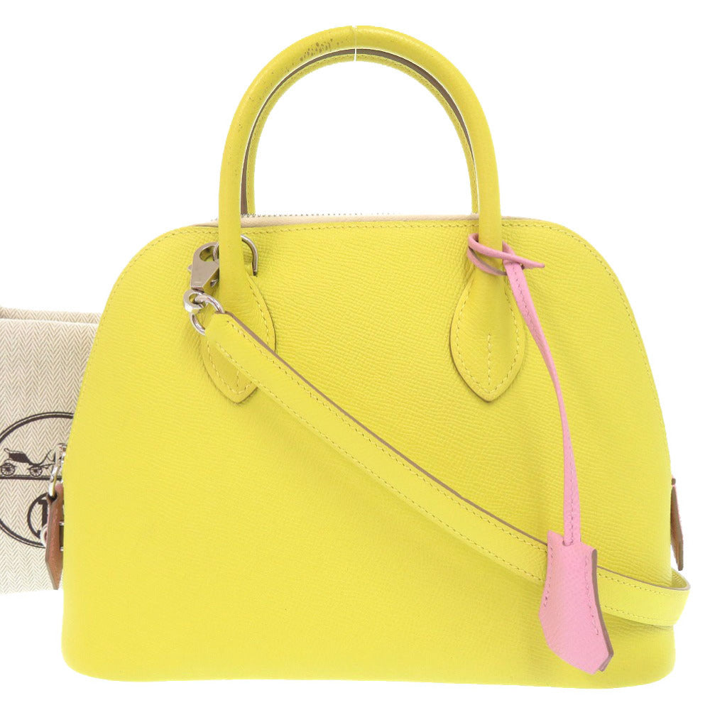 エルメス ボリード 1923 25 ヴォーエプソン ライム モーヴシルベストル シルバー金具 U刻印(2022年製) ハンドバッグ 0774【中古】HERMES