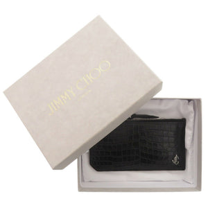 ジミーチュウ CASEY 型押しレザー ブラック フラグメントケース カードケース 財布 黒 0785【中古】JIMMY CHOO