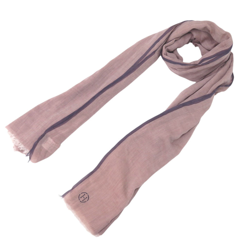 美品 エルメス ナオシマ NAOSHIMA ショールコットン ピンク マリン ネイビー ストール 0794【中古】HERMES