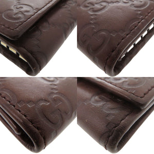 美品 グッチ グッチシマ GG柄 138093 レザー ダークブラウン ゴールド金具 6連 キーケース 0797【中古】GUCCI