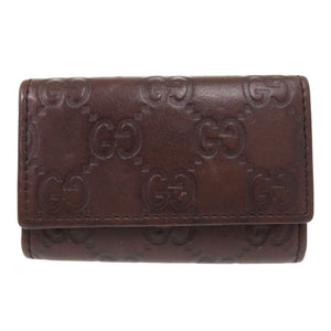 美品 グッチ グッチシマ GG柄 138093 レザー ダークブラウン ゴールド金具 6連 キーケース 0797【中古】GUCCI