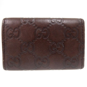 美品 グッチ グッチシマ GG柄 138093 レザー ダークブラウン ゴールド金具 6連 キーケース 0797【中古】GUCCI